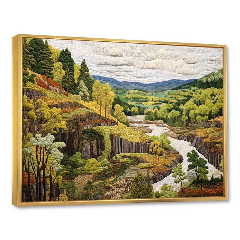 «Green Wondering Pastoral Harmony» sur impression sur toile, Cadre flottant doré, H 12 po x l 20 po