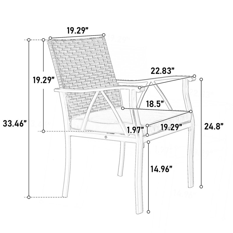 5-Piece Outdoor Table and Chairs, Patio Dining Set w/Square steel Tabletop and Umbrella Hole, Patio Table and Chairs Set for Backyard Deck Balcony Front Porch