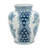 Porcelain Flower Vase with Floral Patterns - 9"Dia. x 11" - Blue /White