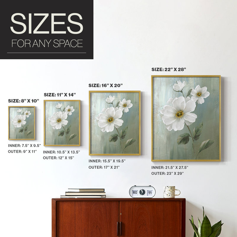 «White Fancy II», reproduction encadrée - bois massif, H 15 po x l 12 po, Doré