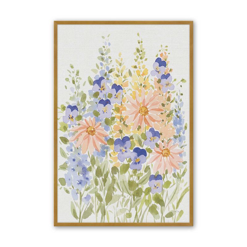 «Spring Celebration VI» par Katrina Pete, reproduction d'art, H 16 po x l 12 po, Or