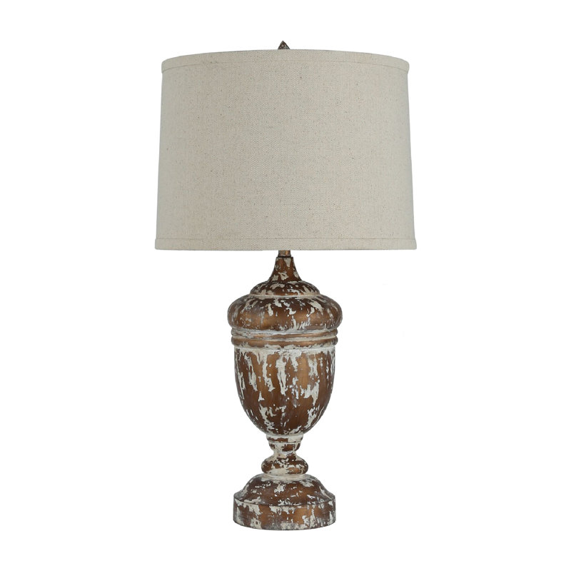 27.5" Resin Table Lamp With Oat Shade