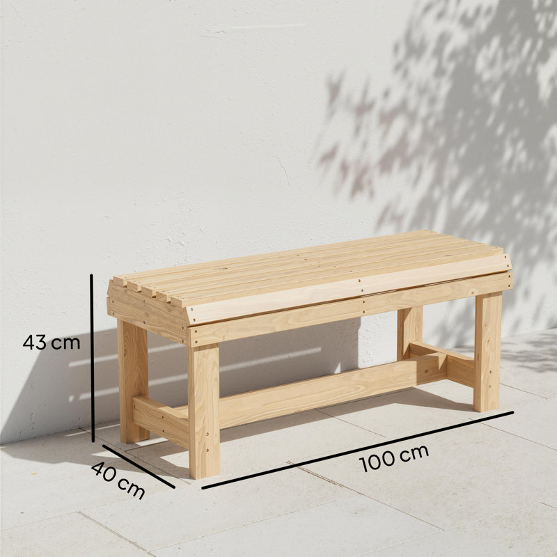 Solid Wood Fir Outdoor Bench, Natural Wood