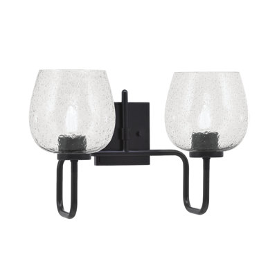 Amarmula 2 Light Bath Bar, Matte Black Finish, 6" Smoke Bubble Glass