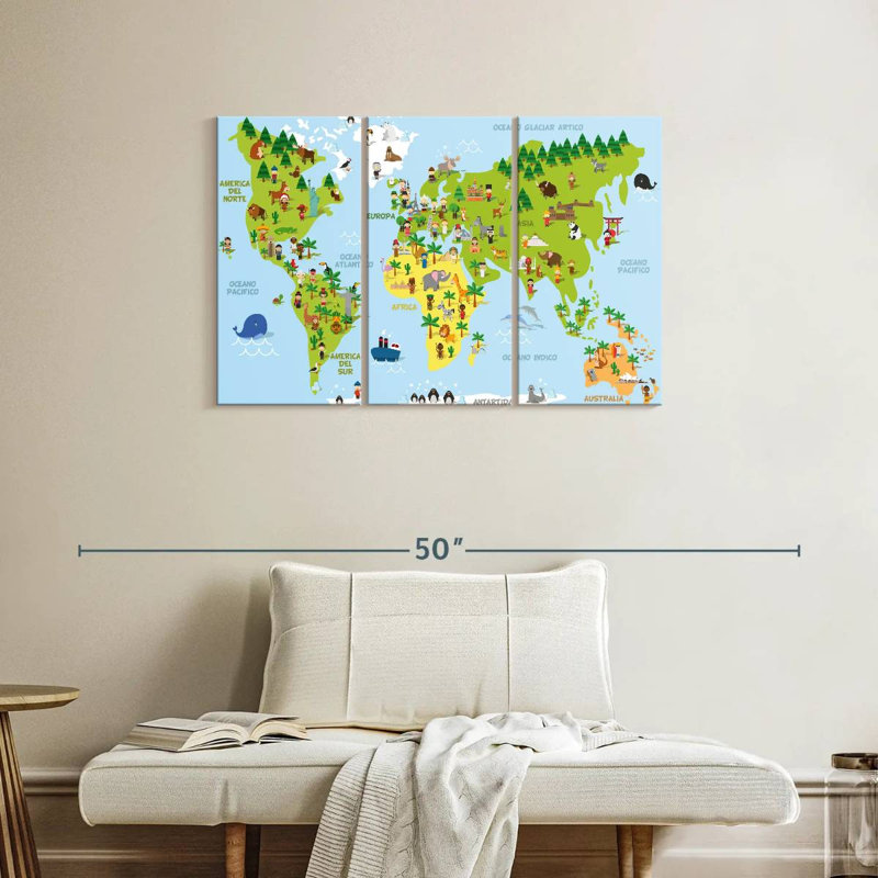 Caricature d'Aliaz sur la carte du monde, H 24 po x l 38 po