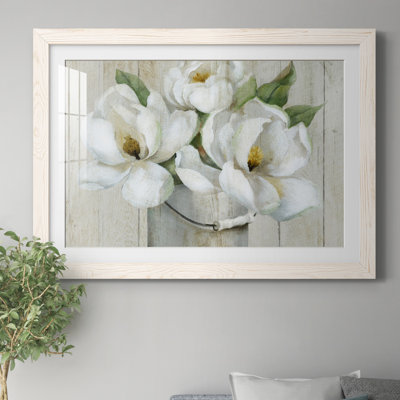 «Shiplap Magnolias» par J Paul, reproduction d'art sur papier encadrée