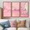 «Pink Marble Waves II», reproduction sur toile flottante 3 pièces