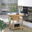Bamboo Kitchen Island Cart On Wheels, Utility Trolley Cart With 2 Storage Drawers And Open Shelves