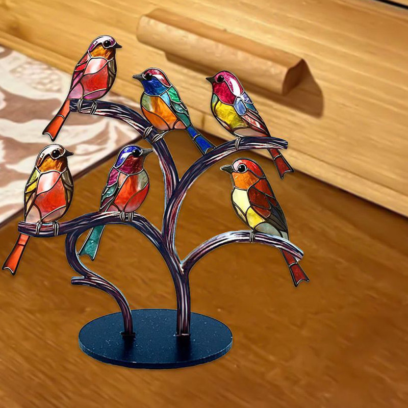 Ornement de statue d'oiseaux colorés