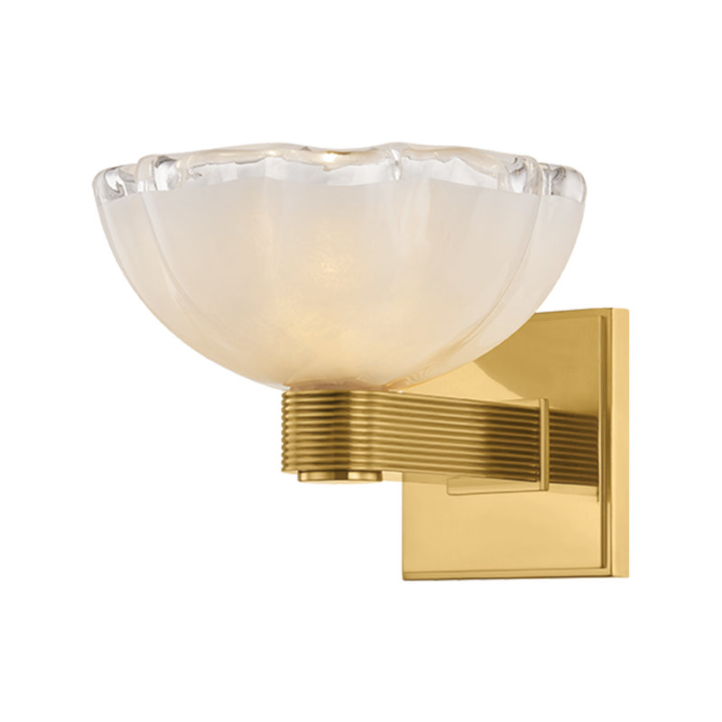1 - Light Vanity Light, 6.75" H x 7.75" W x 8.75" D, Blonchino Piastre / Aged Brass, 1