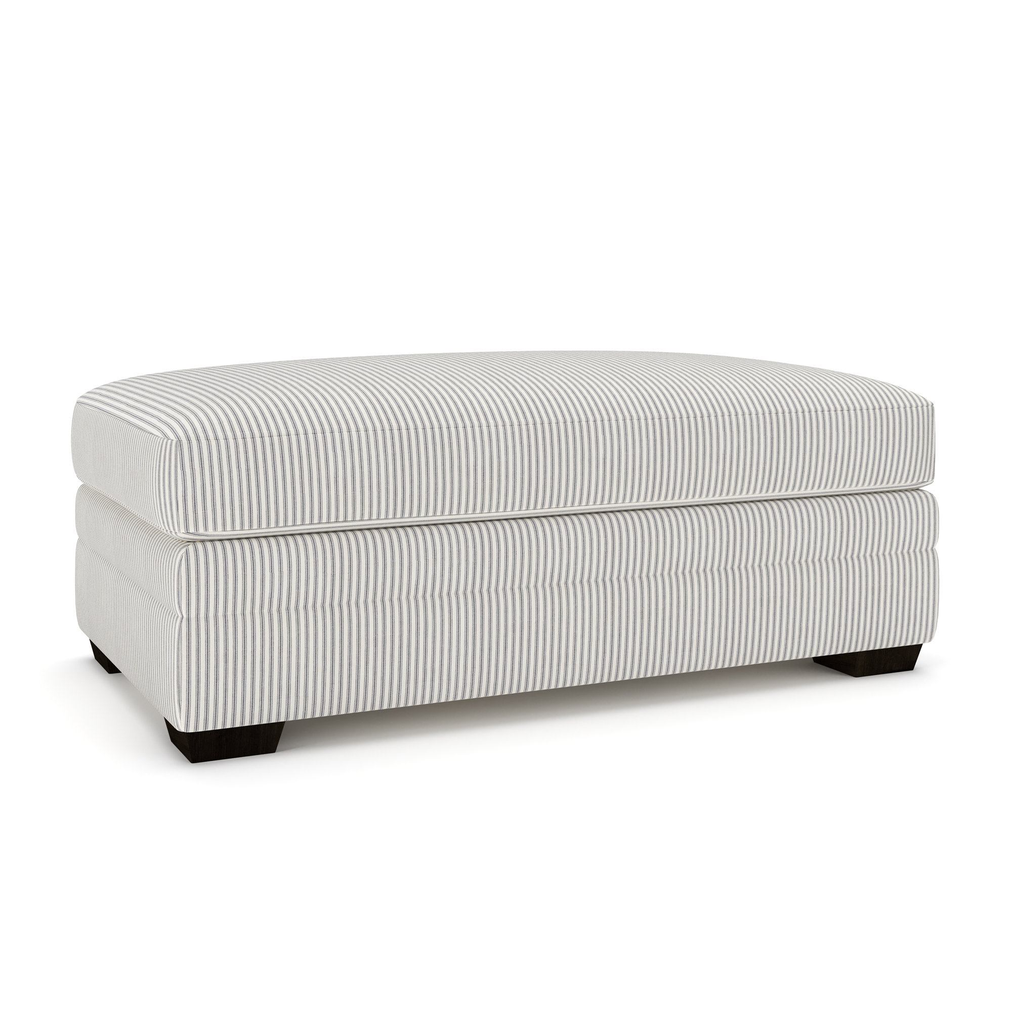 Edan Upholstered Ottoman, Cruise Gray Striped