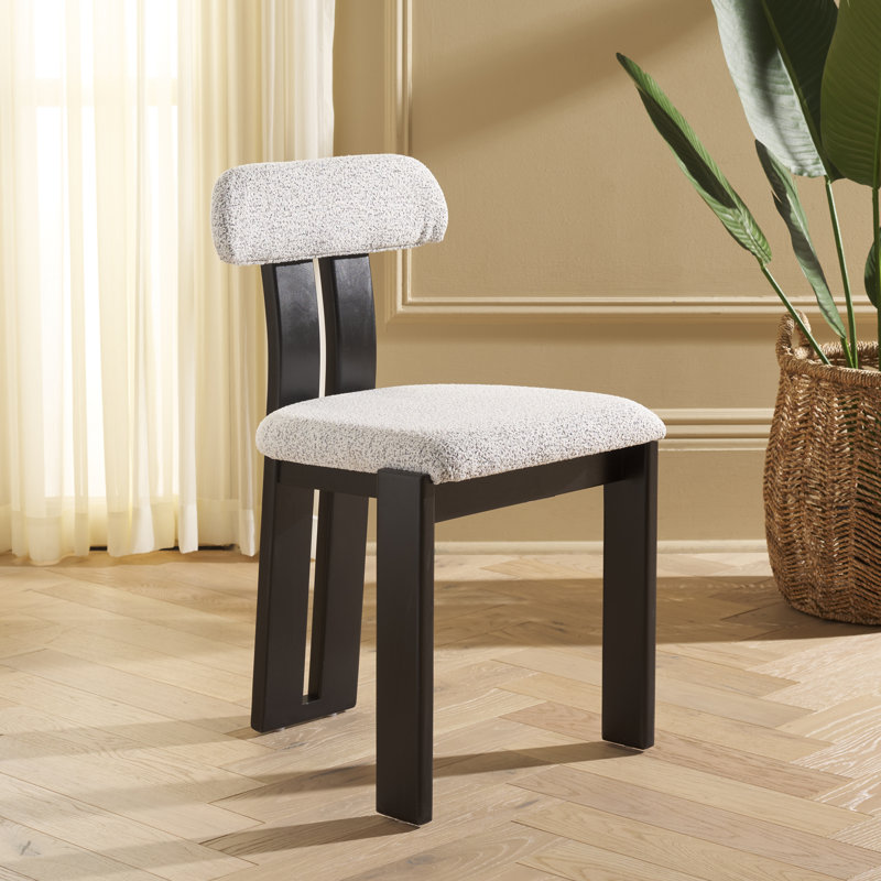 Cayde Boucle Dining Chair, Black w/ White, Black