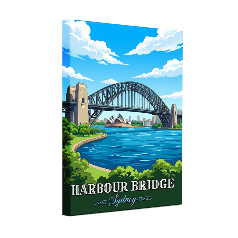 «Scenic & Cityscapes Harbour Bridge Sydney», reproduction d'art, H 12 po x l 18 po, Toile tendue, Ne s’applique pas