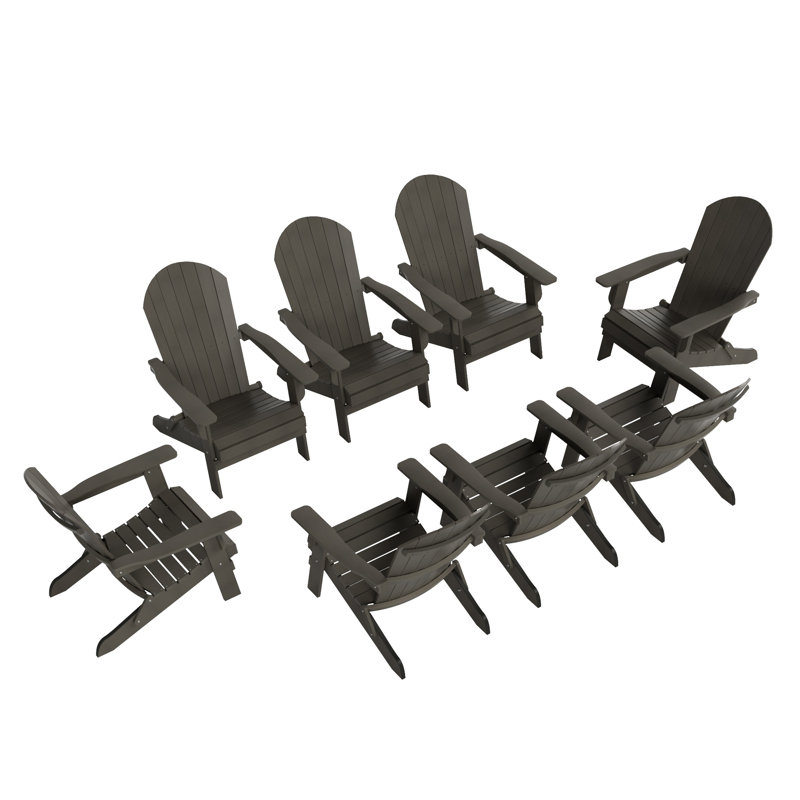 Arrlo Foldable Outdoor Adirondack Set, Charcoal Gray