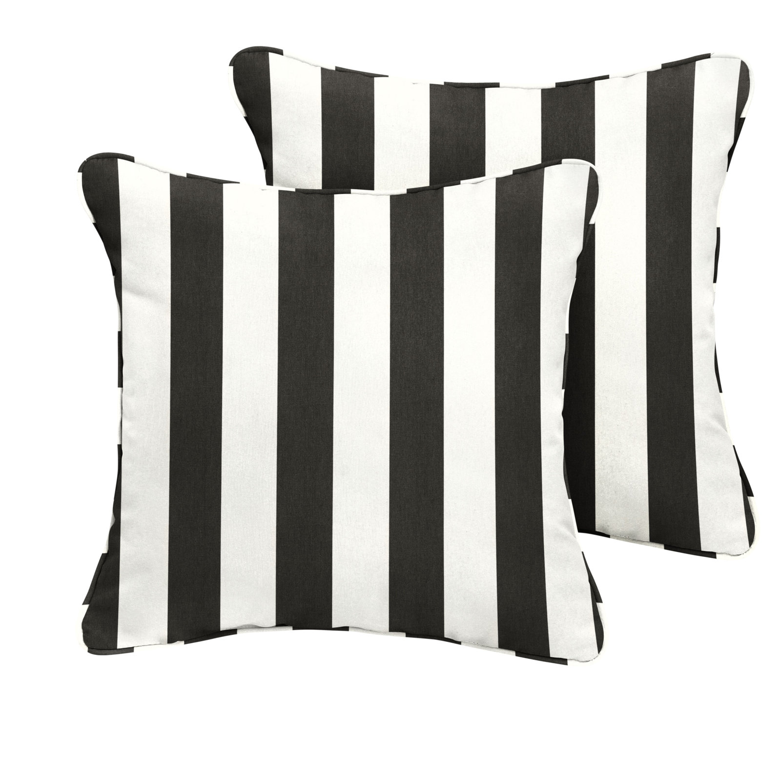 Hartford Sunbrella Striped Weather Resistant Pillow Cover & Insert, Black Stripe/Black Stripe, 20" x 20"