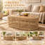 Table basse en rotin massif avec plateau en bois d'acacia au fini teck