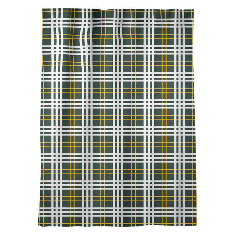 Room Darkening Curtain Single Panel, Snow/Yellow/Dark Green