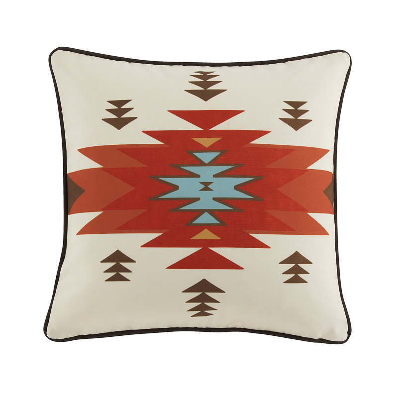 Del Sol Tan/Brown/Red Aztec Print Southwestern Style 20x20 inch Decorative Throw Pillow
