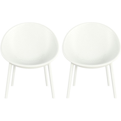 Fauteuil d'appoint de deux, conception fonctionnelle moderne, plastique polypropylène, finition blanche, profondeur de 30,51 po, instructions d'assemblage fournies 2, style contemporain, matériau résistant aux intempéries, résine, hauteur de 32,75 po, certaines