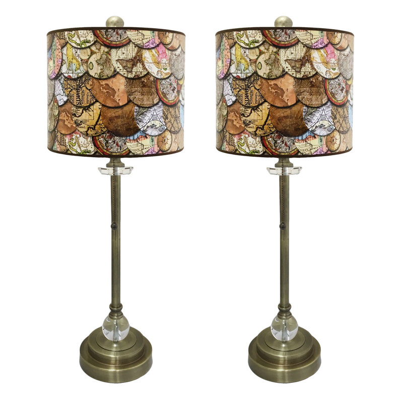 Bettencourt Crystal Buffet Lamp, Antique Brass