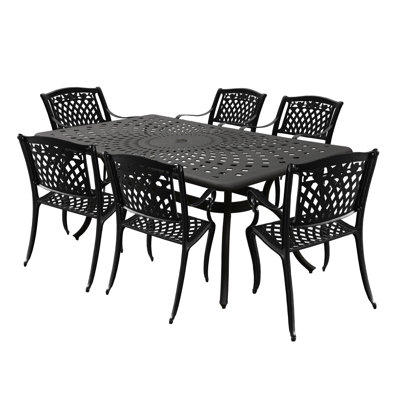 Darlotta Rectangular 6 - Person 67" Long Aluminum Dining Set