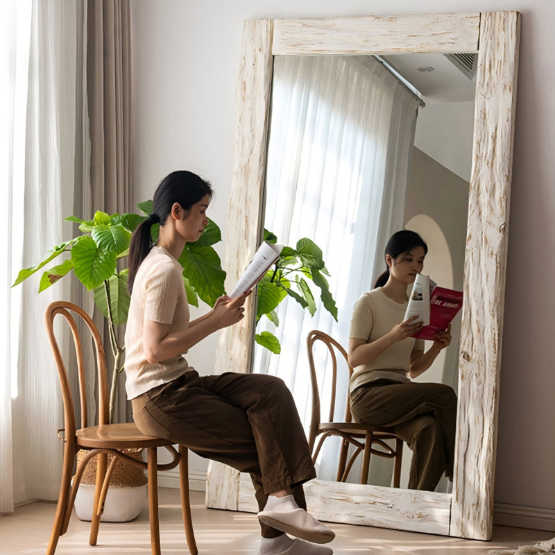 Miroirs pleine longueur rectangulaires en bois massif, 70.87" H x 31.5" W