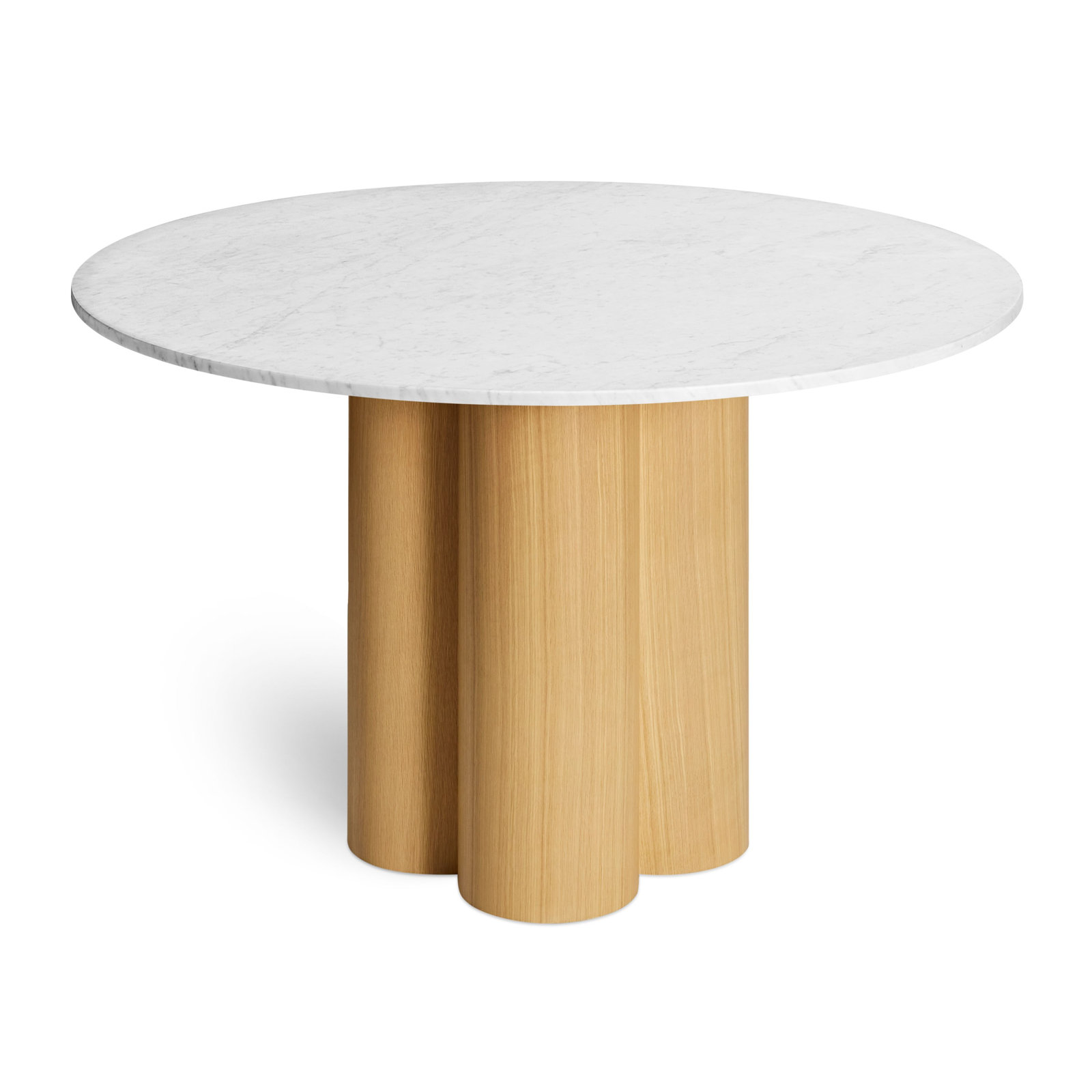 4 Quarter Round Marble Dining Table, 48" W x 48" L, White Oak