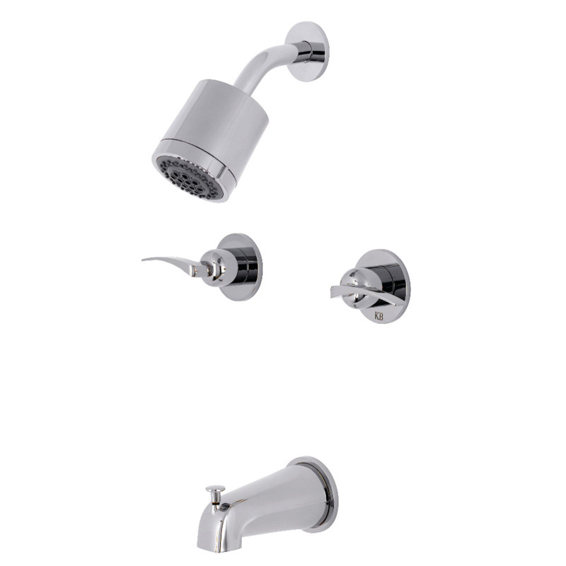 Kingston Brass Centurion Double-Handle Tub and Shower Faucet, Polished Chrome