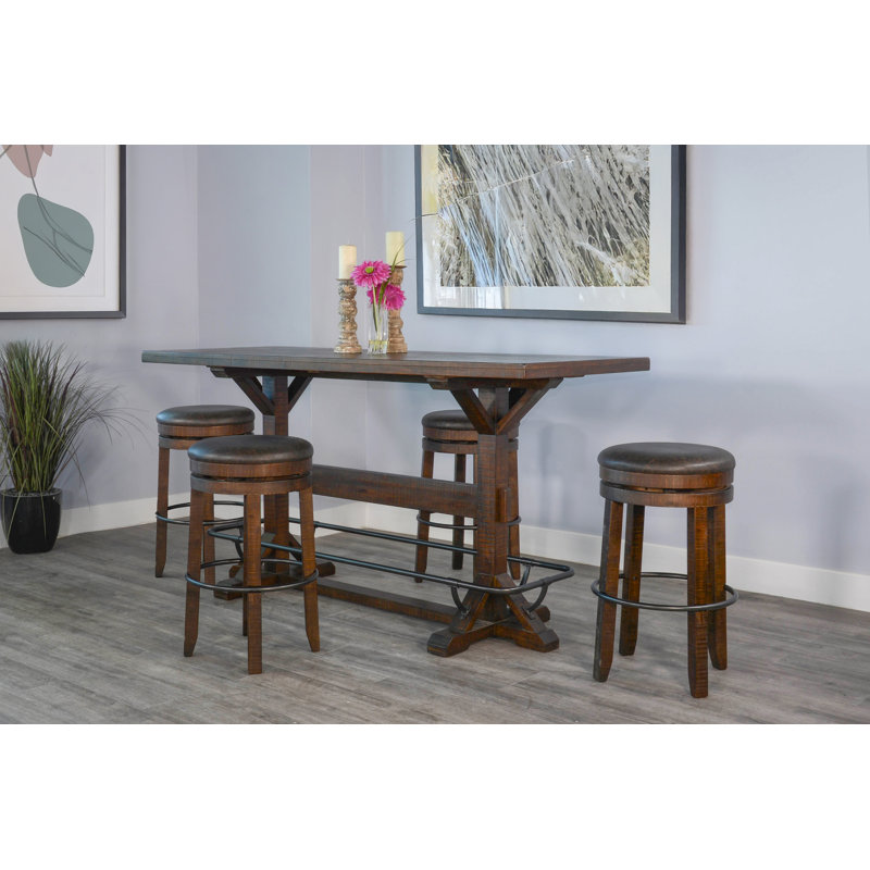 78" Homestead Rectangular Pub Table Set, 5 Pieces: Table, 4 Chairs
