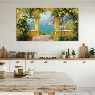Art mural citron, art mural sur toile citron pour la cuisine, art mural italien, affiche murale fruits, photos de citron rétro pour mur de cuisine 16 po x 32 po