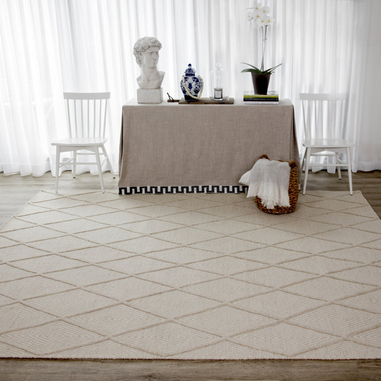 Langdon Wool Geometric Area Rug in Beige
