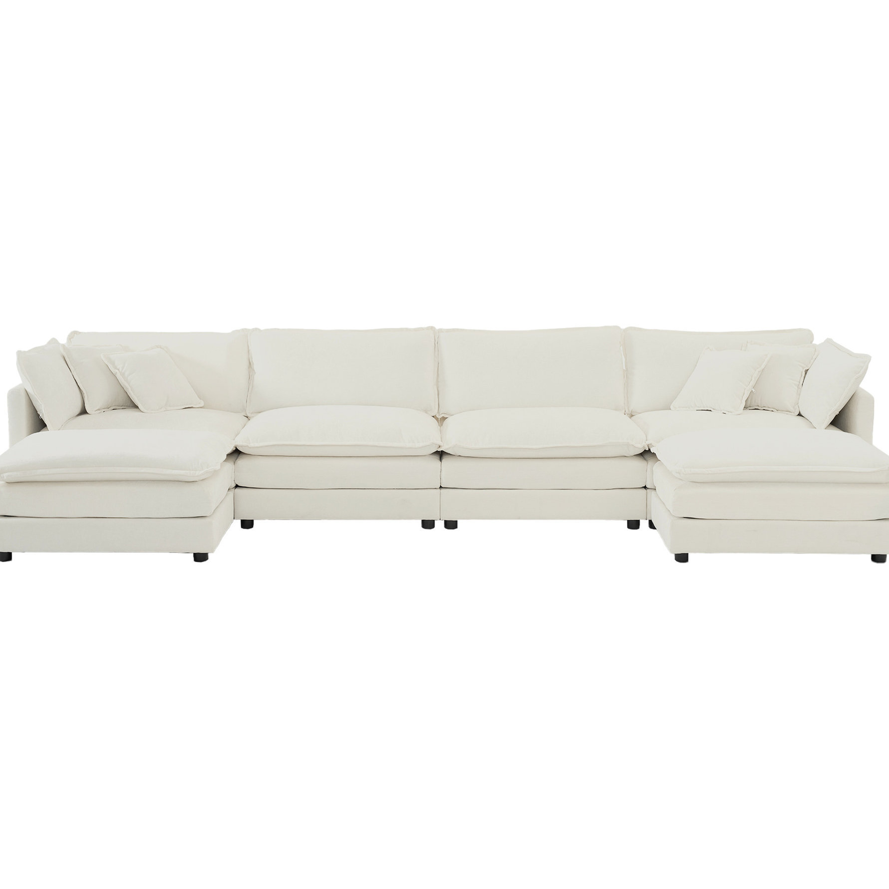 Hokku Designs U Shaped Couch With Double Ottomans, High Chenille Fabric ...