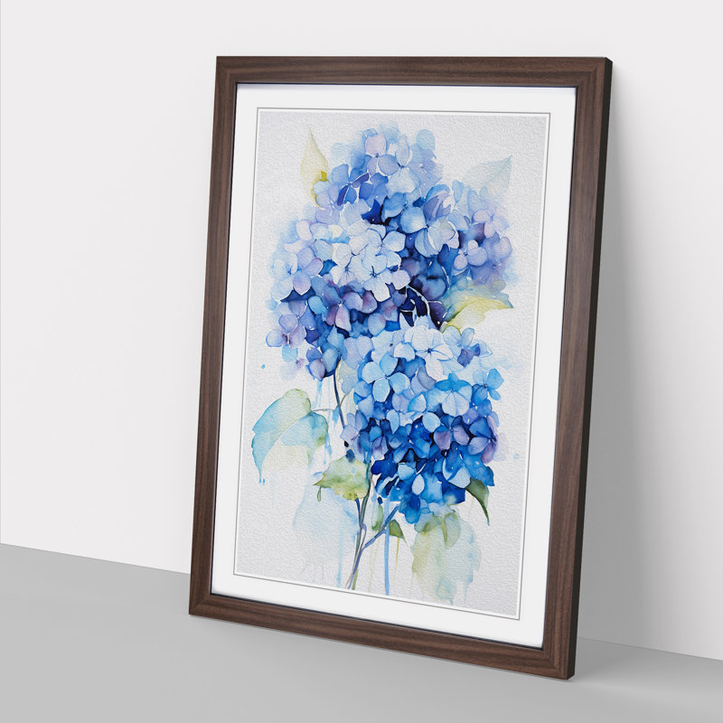 Hydrangea Gestural No.2 - Framed Print, Walnut, 64cm H x 46cm W x 2cm D