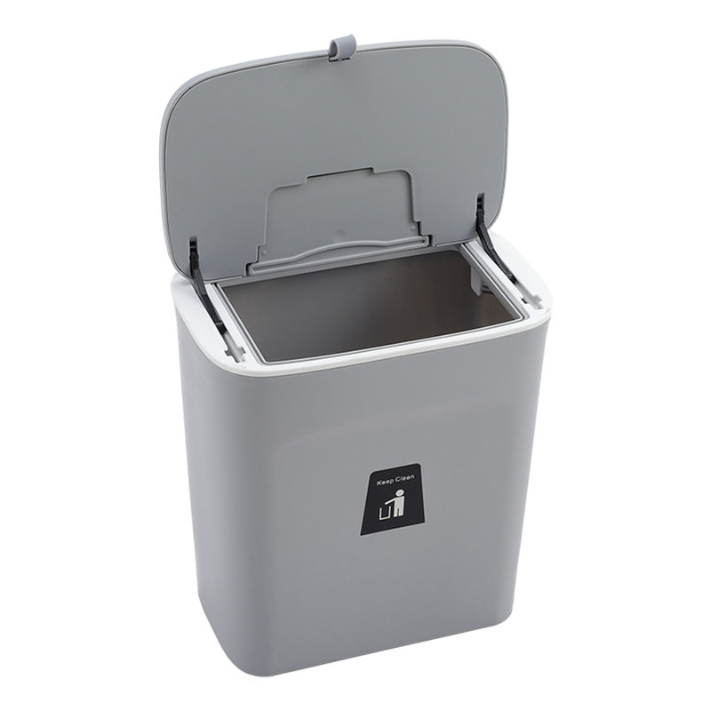 Suliko PP Open Kitchen Trash Can - 9L, Grey