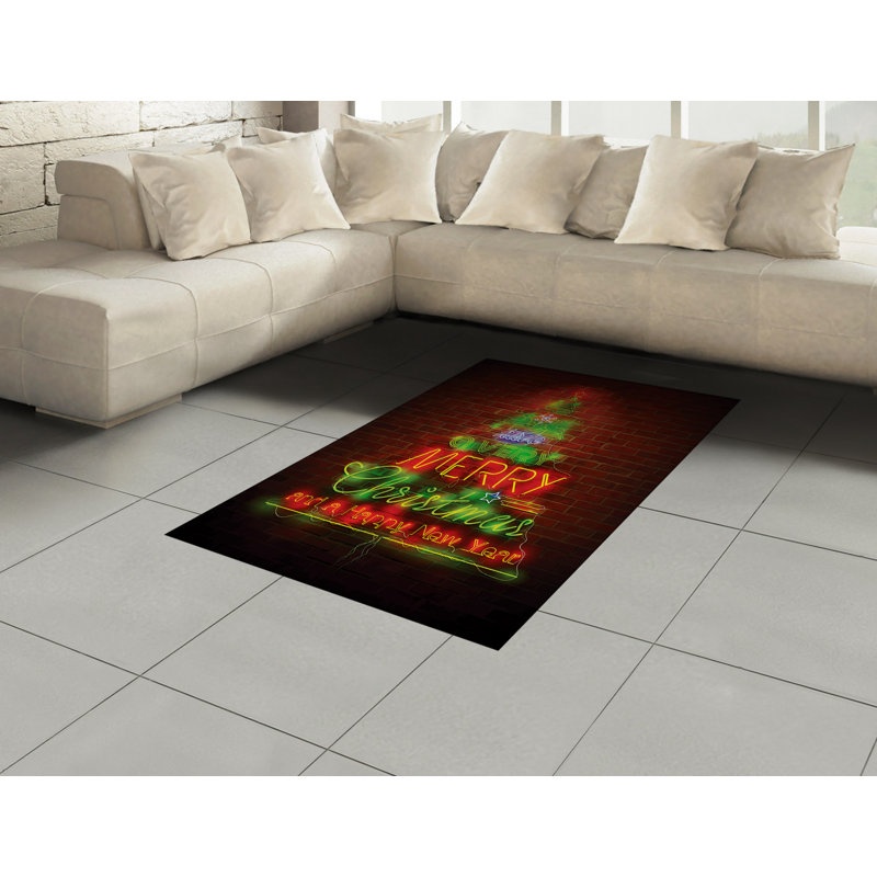 Tapis décoratif de Noël à haute densité en fibres de polyester à longs fils, Rectangle— 4 pi x 5 pi 8 po