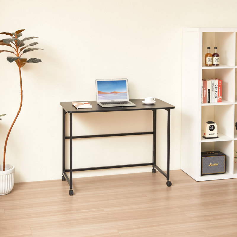 Petit bureau pliable pliable pour les petits espaces, bureau d'ordinateur d'écriture de 39,37 pouces, bureau à domicile bureau pliable pour chambre à coucher 100 * 50, noir