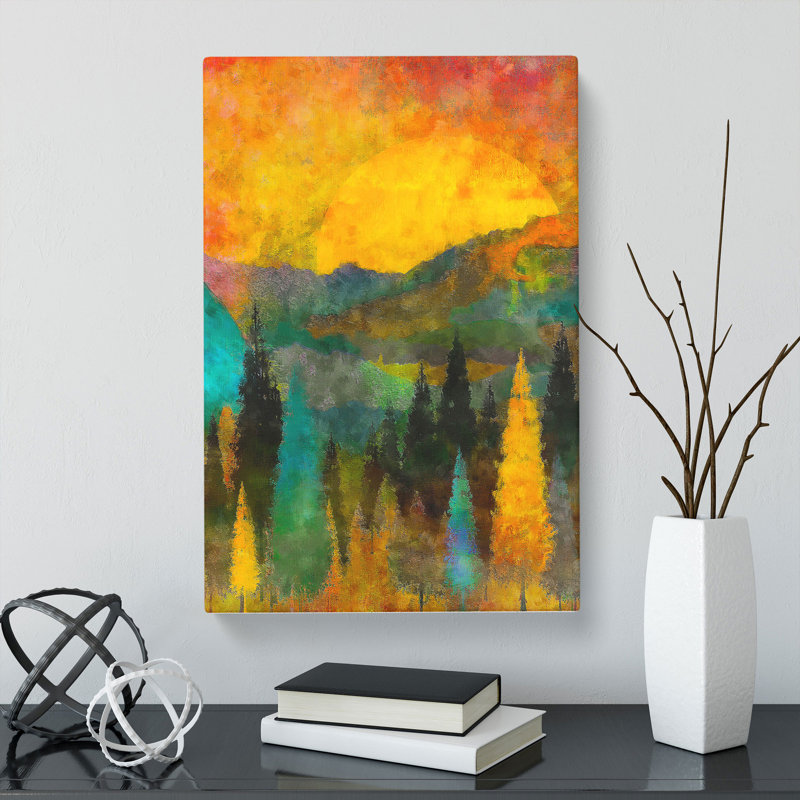Sun Setting Behind An Autumn Forest - Wrapped Canvas, 35cm H x 35cm W x 3cm D