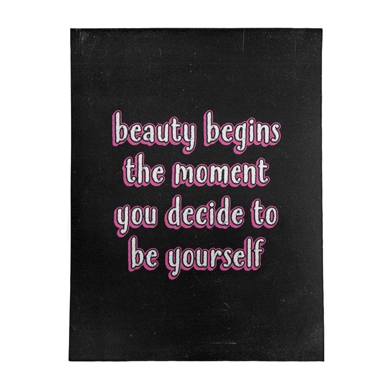 Tapis en chenille de polyester style citations True Beauty Quote, Rectangle 9 pi x 12 pi