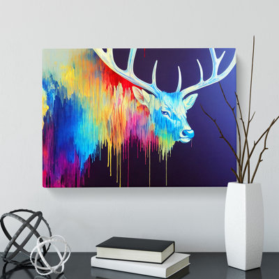 Stag Deer Splash Vol.3 Abstract - Wrapped Canvas