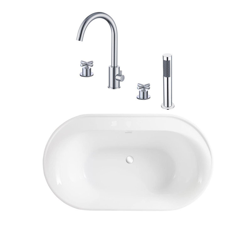 60'' x 32.50'' Soaking Acrylic Bathtub, Chrome