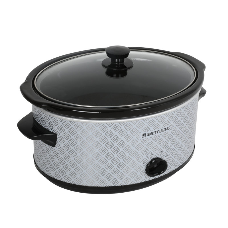 West Bend® Pattern Slow Cooker, 6-Quart Capacity, Easy-Clean Ceramic Crock, in Silver, Silver