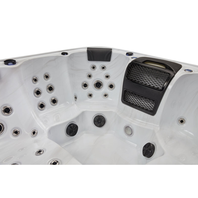 Gray and White 5-Person Luxury Hot Tub with Jets and Ozonator