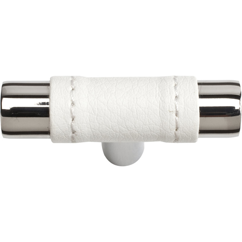 Zanzibar 1 7/8" Length Geometric Knob, White/Polished Chrome
