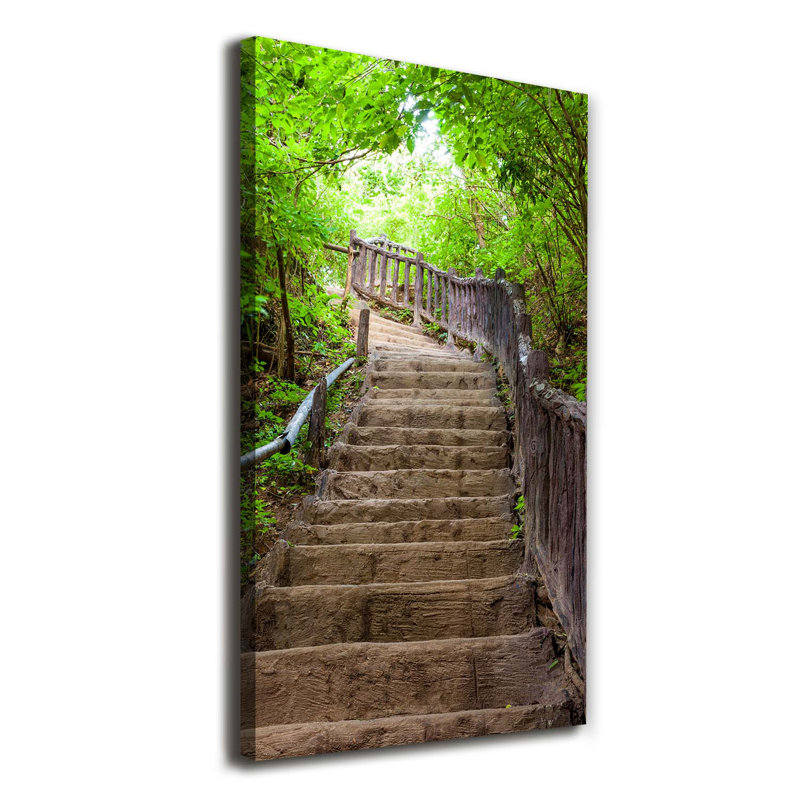 Stairs In The Forest - Wrapped Canvas Print