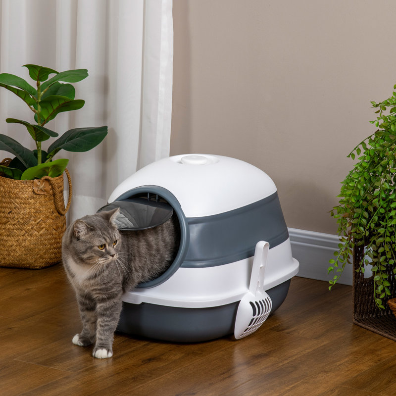 Folding Cat Litter Box, High Sides Contain Litter, Easy To Clean, White, With Air Freshener For Pleasant Smell Covered Box Cats, Foldable And Practical, Clean , Keeps Area
