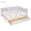 Lit de jour en bois double avec 2 tiroirs, lit de jour avec tablette de rangement et ports de chargement USB, blanc (ancien SKU: N733S170505K)