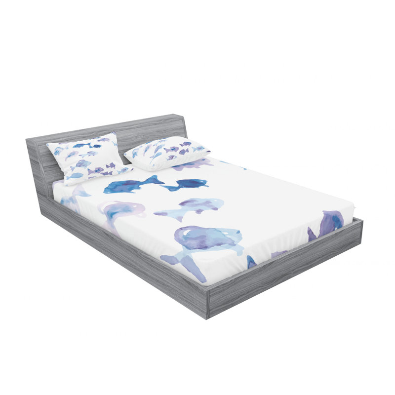 Ensemble de draps Little Fishes Ocean, Ensemble de drap pour grand lit avec drap-housse, Petits poissons d'océan