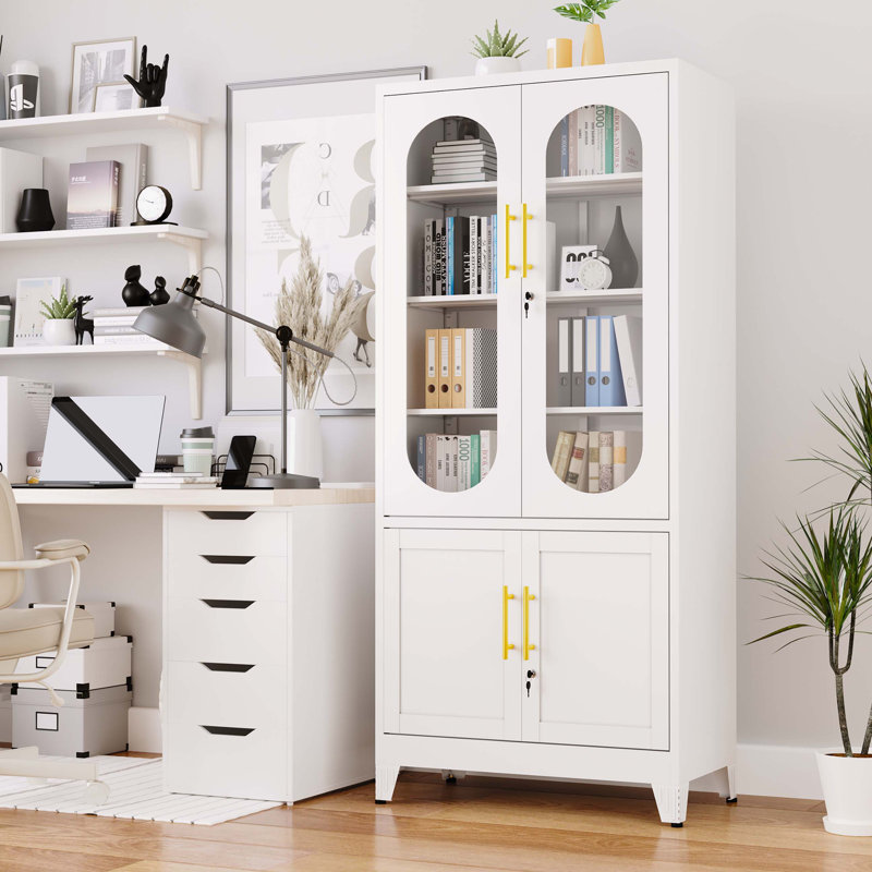 Metal Decorative Office Filing Storage Cabinet with Lock and Adjustable Shelves, Perfect for Organized and Stylish Workspaces
