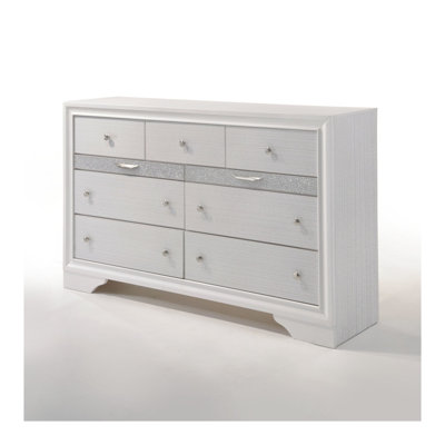 Commode de chambre blanche Naima avec tiroir à bijoux - Commode de rangement moderne avec glissières en métal et tiroirs doublés de feutre