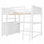 Lit mezzanine double avec tiroirs et bureau, lit mezzanine en bois avec tablettes-378061237